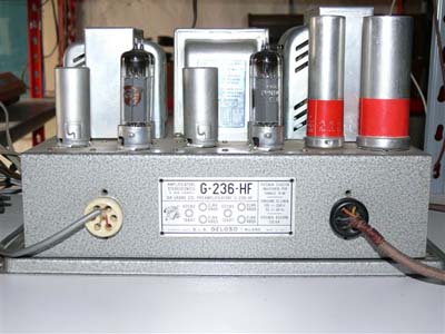 Finale stereo G 236 HF (1959).
Potenza 10+10 Watt.
Valvole: 2xECC83, 4xEL84.
